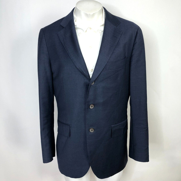 SuitSupply EUR 50 Wool Blend Three Button Blazer Sport Coat Jacket Blue PLS READ - Picture 1 of 16